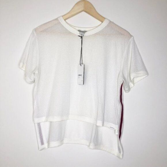 KORAL Trade Mesh High/Low White Top - Picture 1 of 7